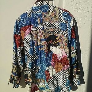 Silk Club unique blouse Med.